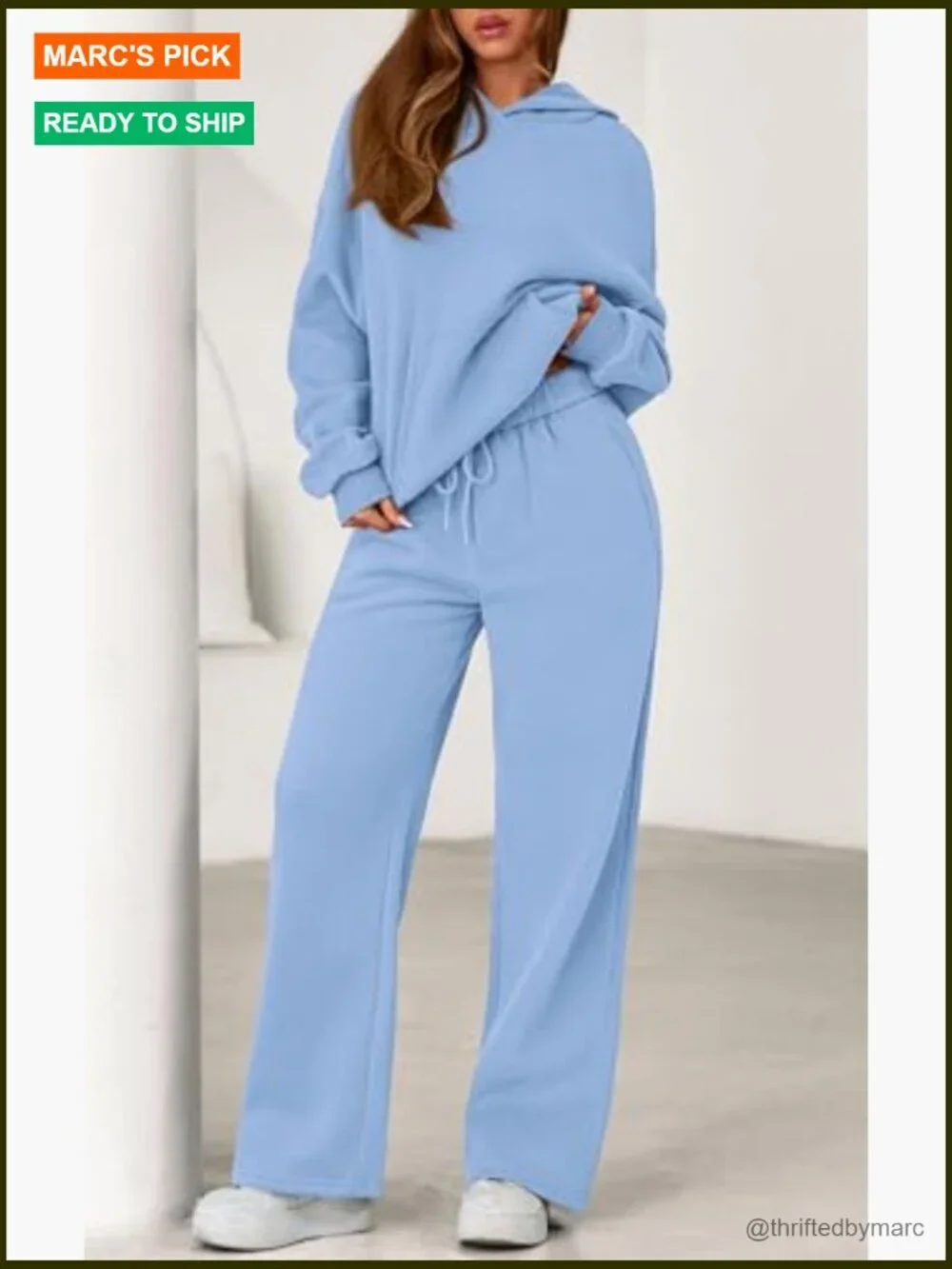 Oversized Hoodie and Wide Leg Sweatpants Matching Set, 2-Piece Lounge Outfit